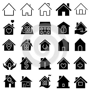 House Icon Set. Home vector illustration symbol. Building symbol or logo.