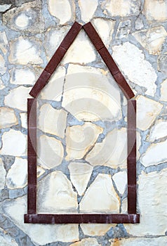 House icon on stone background, home construction concept