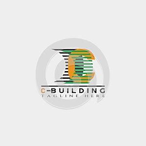House icon template with C letter, home creative vector logo design, architecture,building and construction, illustration element