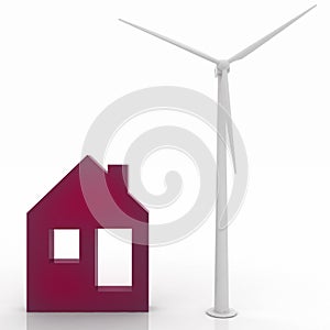 House icon with wind turbine