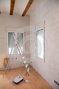 House indoor improvements plater tools and ladder