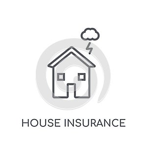 House insurance for storms linear icon. Modern outline House ins