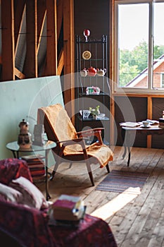 House interior in brown tones with elements