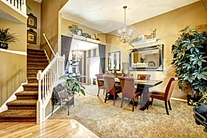 House interior. Dining room with wine tasting area