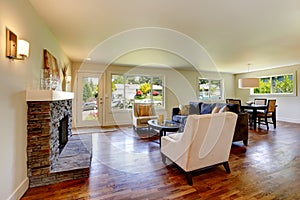 House interior. Living room with dining area