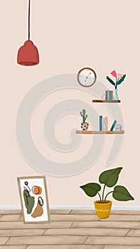 House interior mobile phone wallpaper sketch style vector