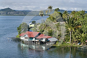 House on an island on the lake of Sentani