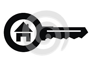 House at key, black vector icon, eps.
