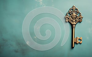 House Key on Copy Space Background. Generative AI