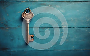 House Key on Copy Space Background. Generative AI