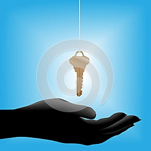 House key drops in cupped hand