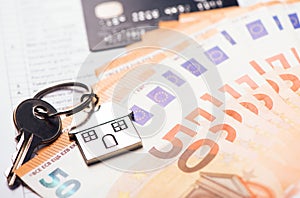 House key on euro Banknotes