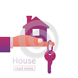 House key in hand icon.