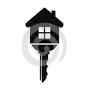 House with key icon - vector