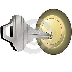 House Key to Unlock Brass Lock for Home Door