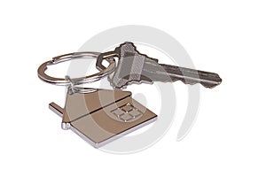 House Keychain With Key, Isolated photo