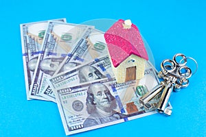 House, keys and dollars. Buying and renting real estate. Bank credit for property. Save money. Invest for future home