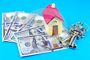 House, keys and dollars. Buying and renting real estate. Bank credit for property. Save money. Invest for future home