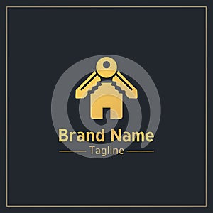 House and keys golden professional logo