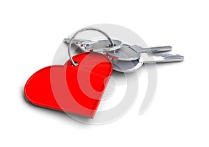 House keys with heart icon keyring. Concept for key to my heart. love. photo