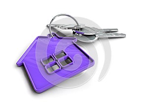 House keys with house icon keyring. Concept for property ownership. photo