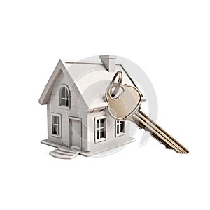 House keys with house shaped keychain, Real estate purchase concept, isolated on transparent png background Generative ai