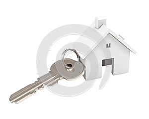 House keys with house shaped keychain, Real estate purchase concept, isolated on transparent png background Generative ai