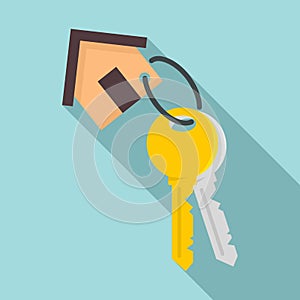 House keys mortgage icon, flat style