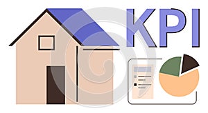House with KPI metrics and pie chart visualization for performance management and analytics