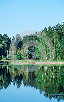 House on a lake shoreline