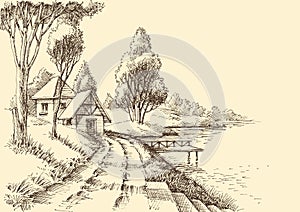 A house by the lake sketch