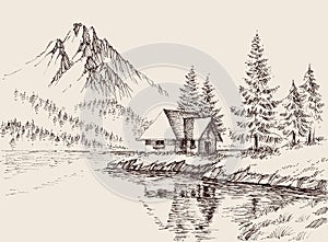 A house by the lake sketch