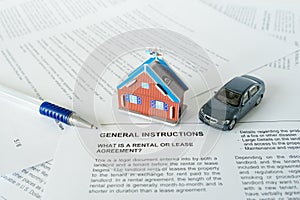 House lease or car rental, general agrrement instructions and terms, concept image, living costs, high expenses