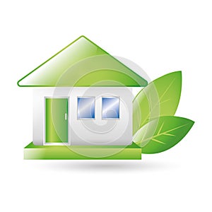 House and leaves. Vector illustration decorative design