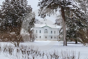 House of Leo Tolstoy in Yasnaya Polyana. Tula, Russia. Front view