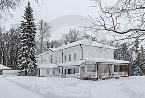 House of Leo Tolstoy in Yasnaya Polyana. Tula, Russia. Side view