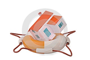 House on a life preserver.3D illustration.
