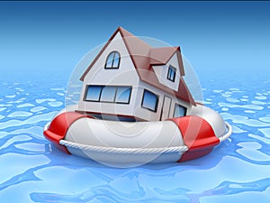 House in lifebuoy. Property insurance