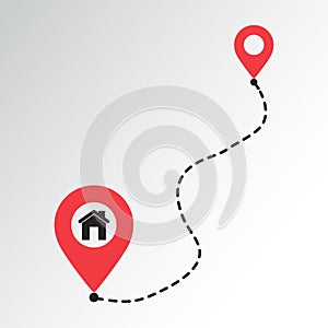 House line path. Location icon. Road and map pointer. Vector illustration