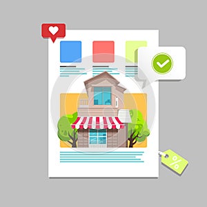 House Listing with Discount Tag Illustration