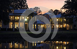 House lit up at twilight