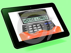 House Loans Calculator Tablet Shows Mortgage And Bank Lending