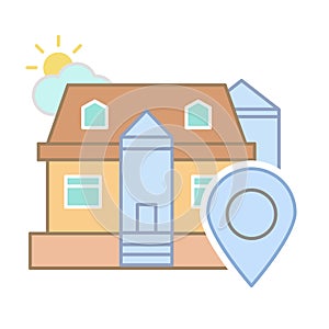 House location icon. Simple line, outline vector elements of color real estate market icons for ui and ux, website or mobile
