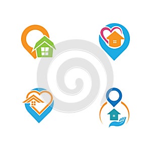 A House location logo, home location, pin house logo