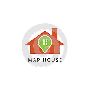 House location logo illustration map with color vector design