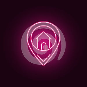 House location neon icon. Elements of Real Estate set. Simple icon for websites, web design, mobile app, info graphics