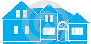 Blue Real Estate House Graphic Line Art Logo Clip Art