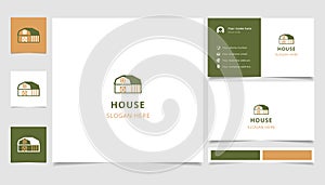 House logo design with editable slogan. Branding book and business card template.