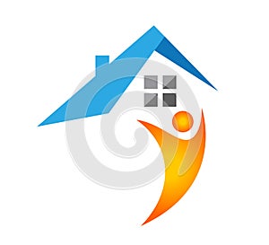 house logo, Real estate logo graphic house simple unique. blue red green color