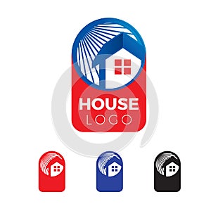 House logo in round shape with sun ray